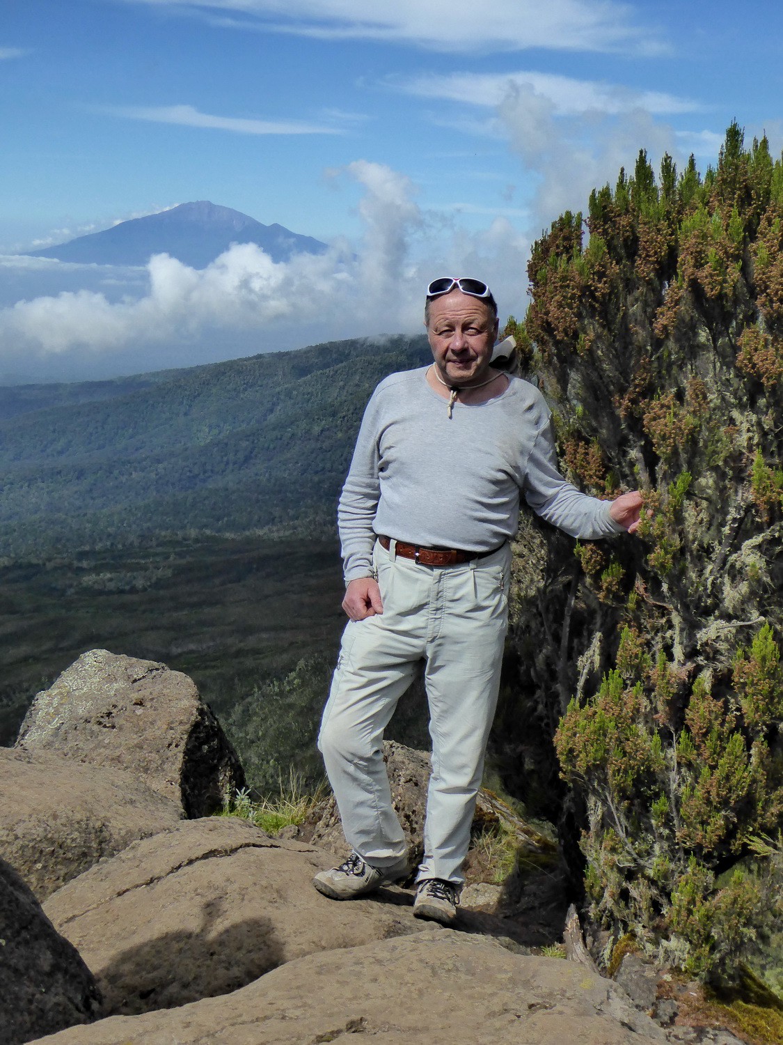 Tommy with Mount Meru on the left